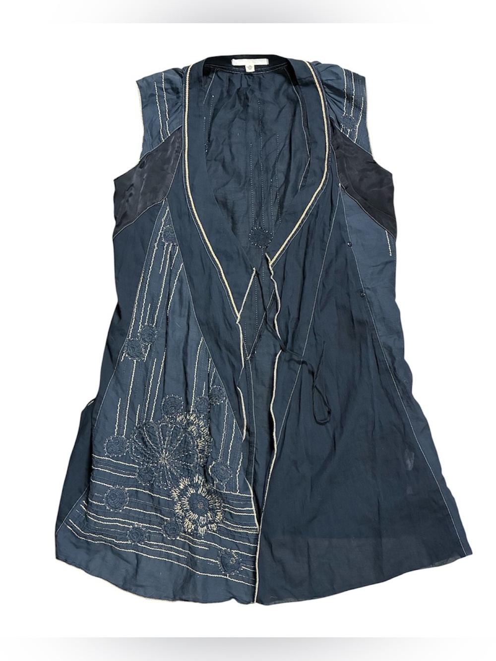 Anthropologie Burning Torch Vest Mixed Media Floral Embroidered Whimsigoth Boho